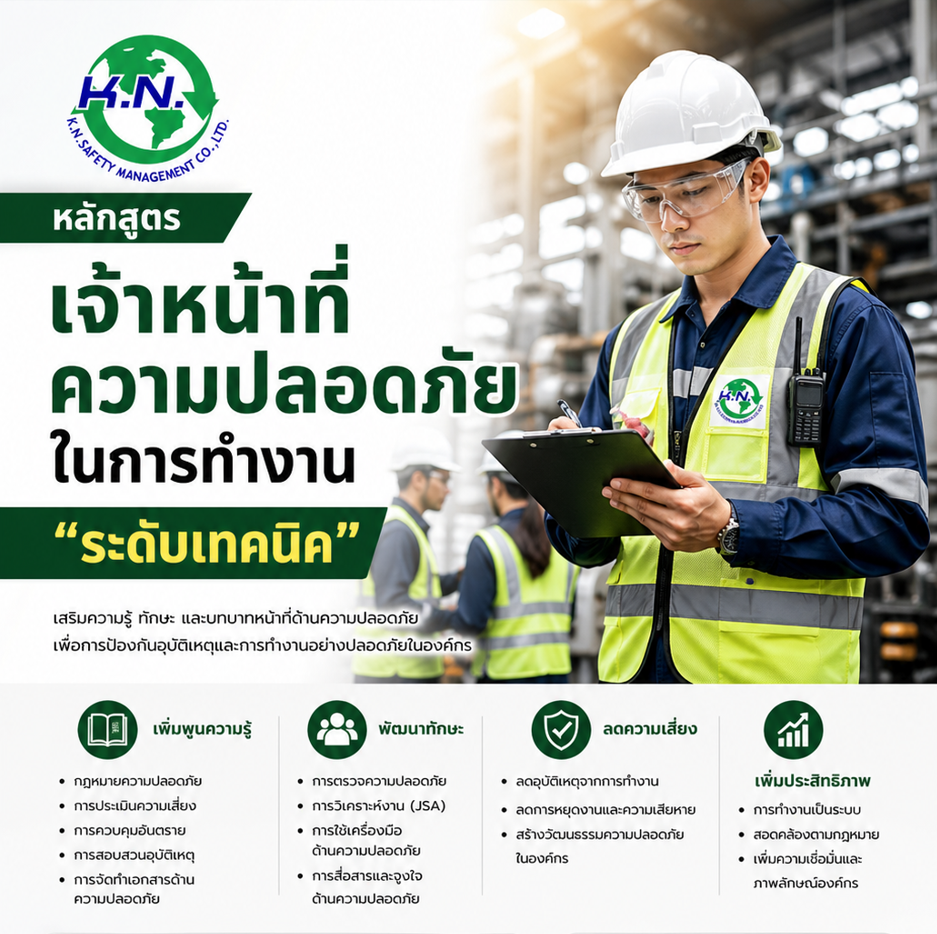 knsafety หลักสูตรเจ้าหน้าที่ความปลอดภัยในการทำงาน ระดับเทคนิค