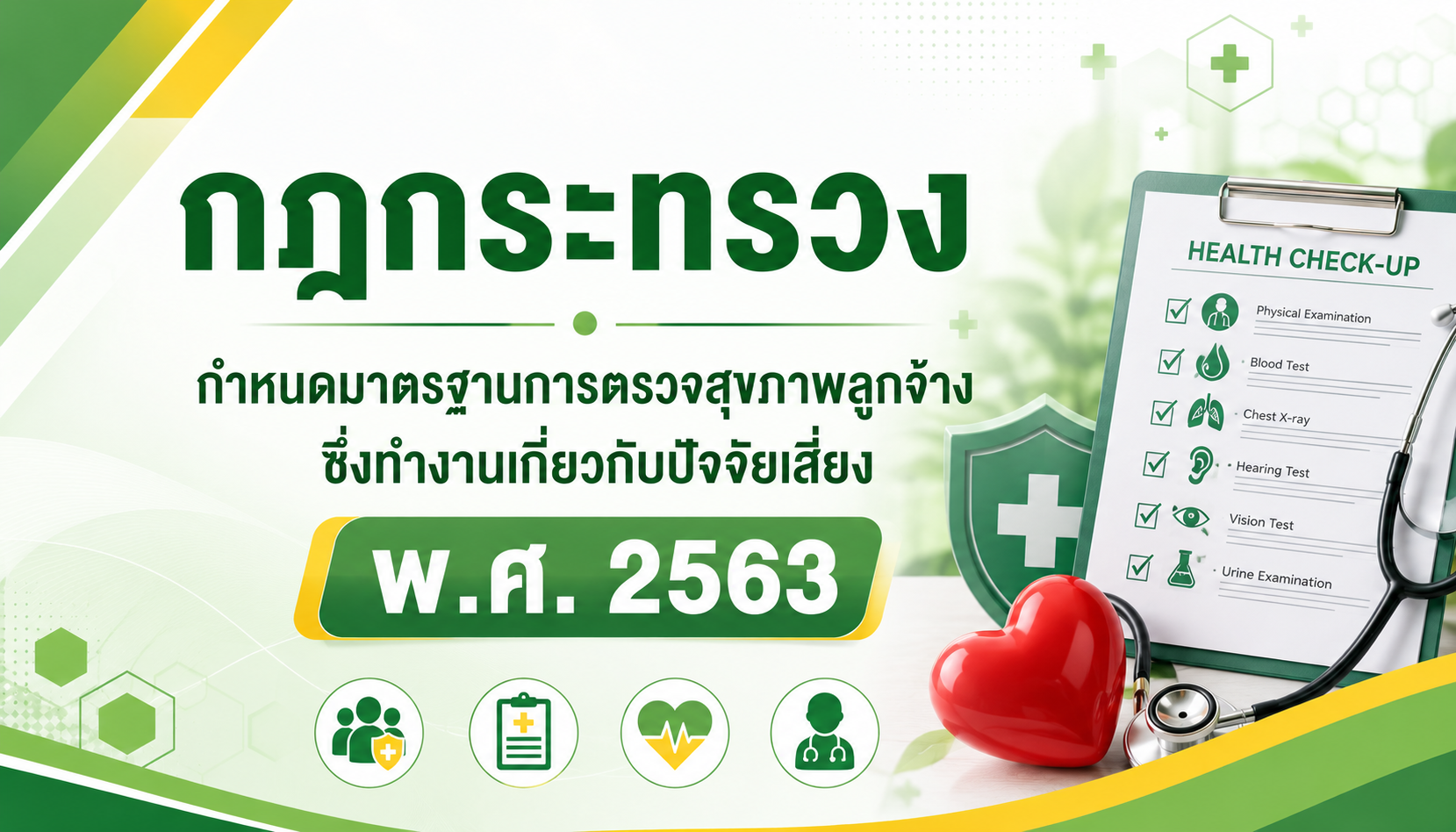 กำหนดมาตรฐานการตรวจสุขภาพลูกจ้างซึ่งทำงานเกี่ยวกับปัจจัยเสี่ยง